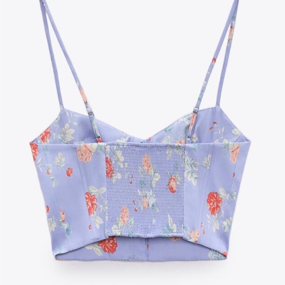 Zara Blue Floral Top NWT - Picture 6 of 12